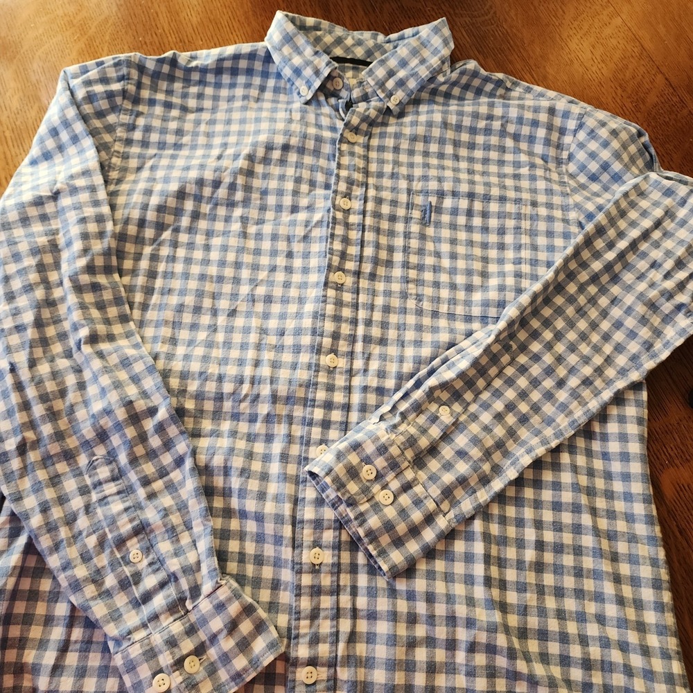 Johnnie O Hangin Out LS Button Down Blue Gingham Shirt Mens‎ Large Lightweight